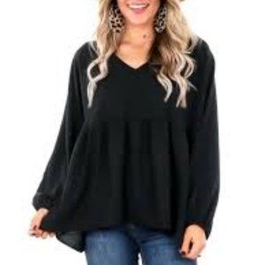 Entro black V Neck Peplum top sz M